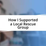 How I Supported a Local Rescue Group