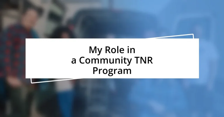 My Role in a Community TNR Program