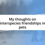 My thoughts on interspecies friendships in pets