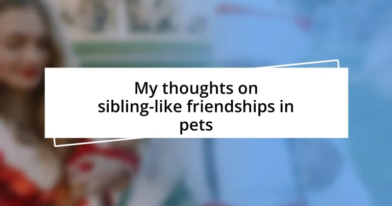 My thoughts on sibling-like friendships in pets