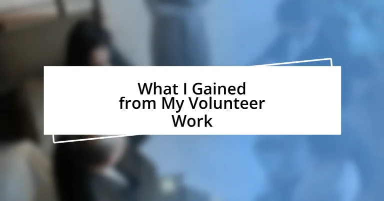 What I Gained from My Volunteer Work