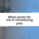 What works for me in introducing pets