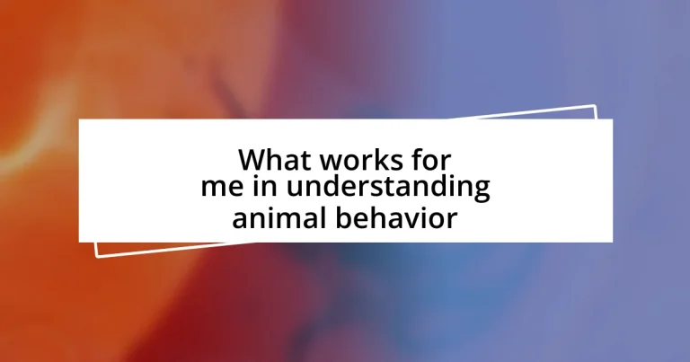 What works for me in understanding animal behavior