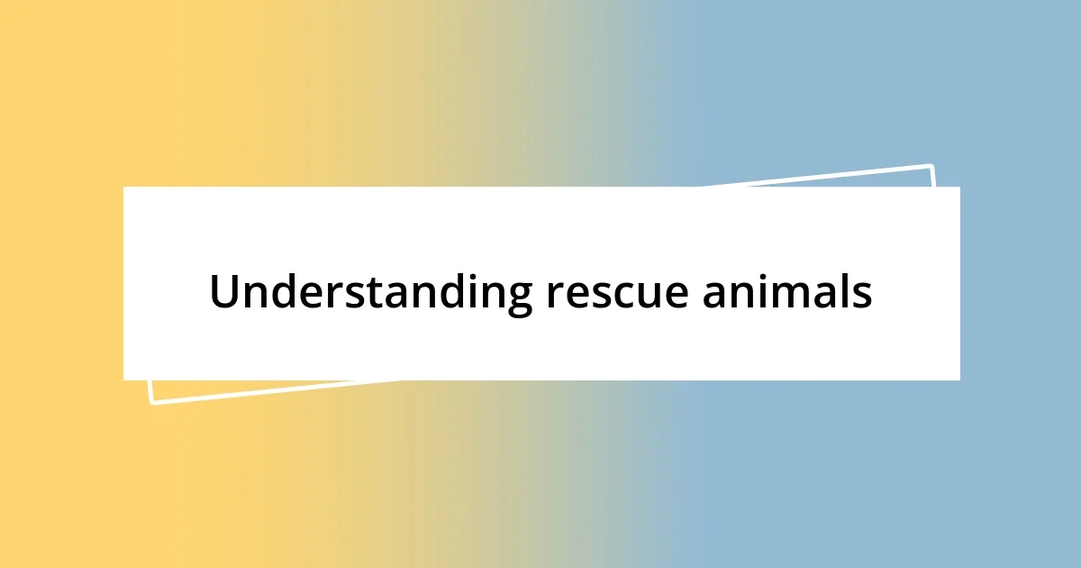 Understanding rescue animals