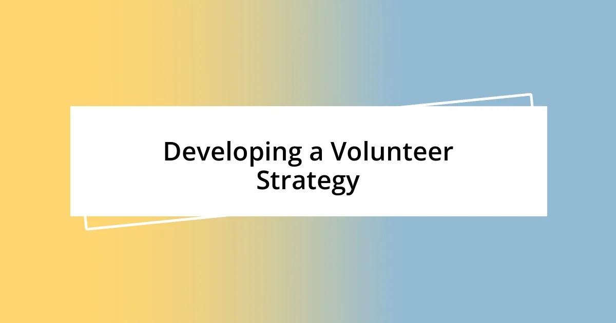 Developing a Volunteer Strategy