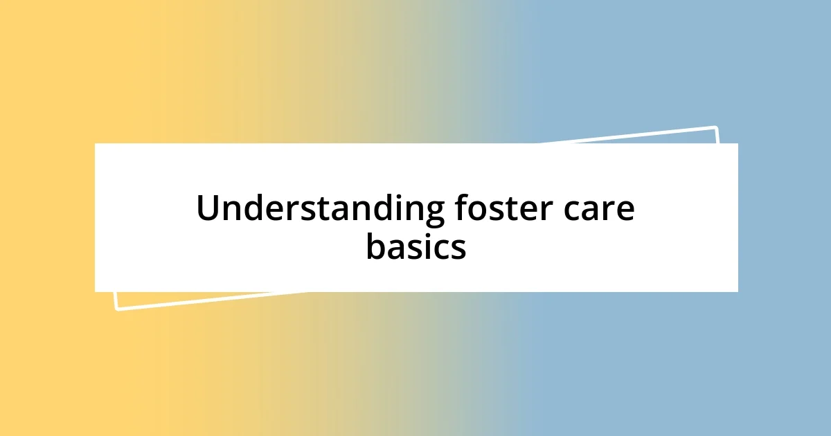 Understanding foster care basics