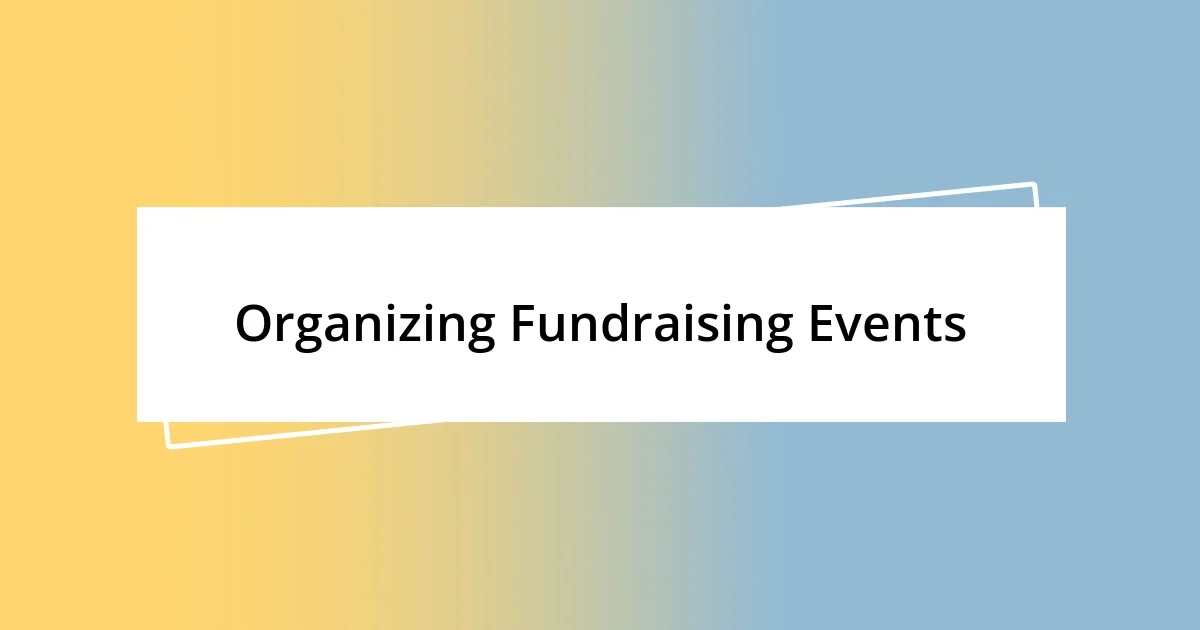 Organizing Fundraising Events