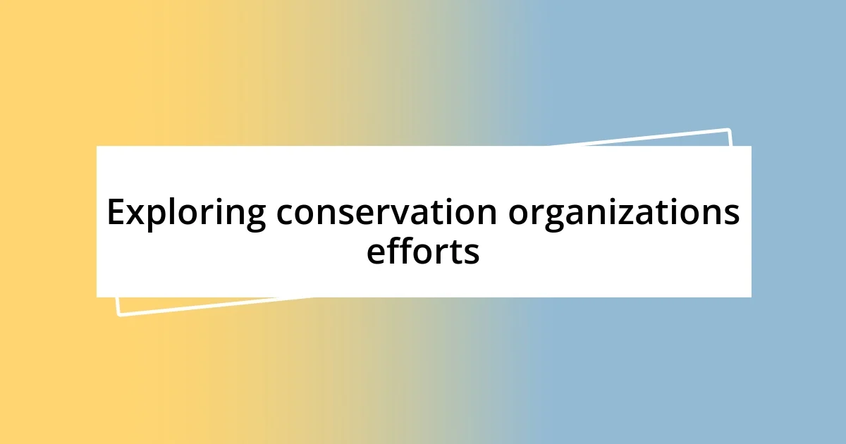 Exploring conservation organizations efforts