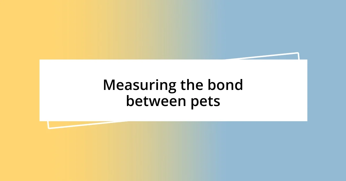 Measuring the bond between pets