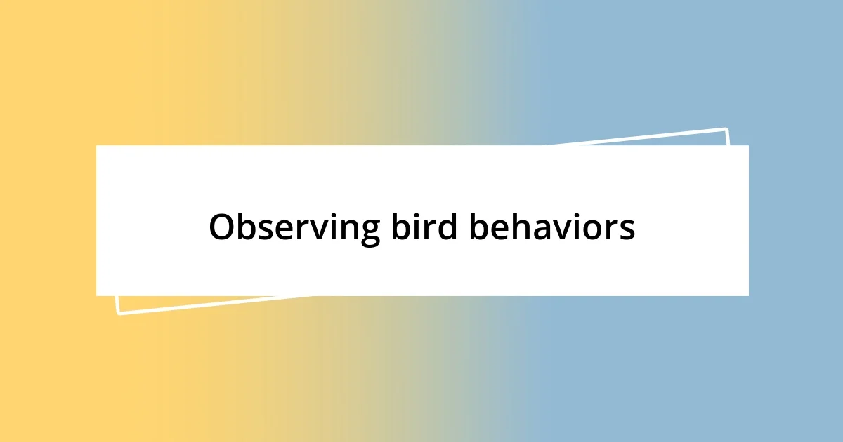 Observing bird behaviors