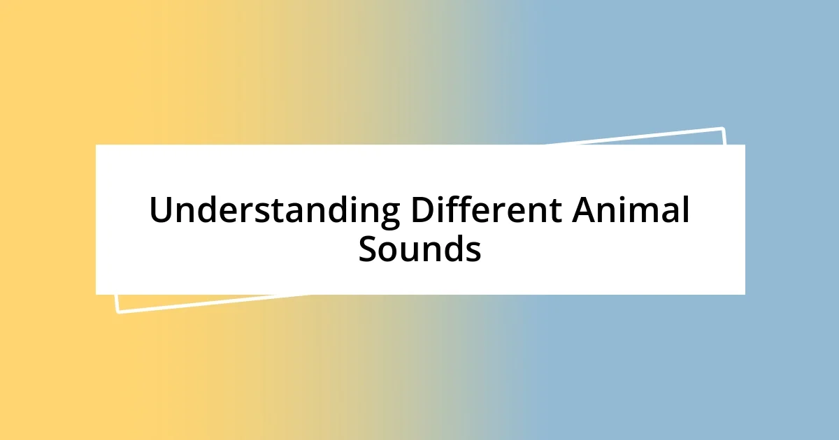 Understanding Different Animal Sounds