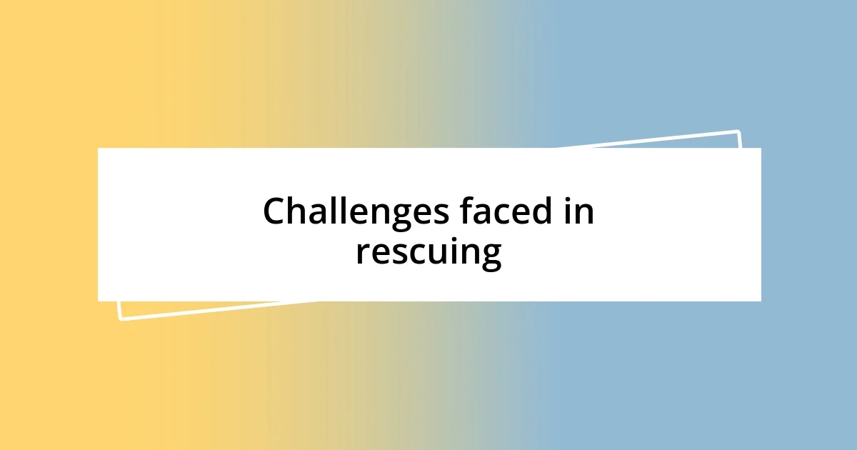 Challenges faced in rescuing