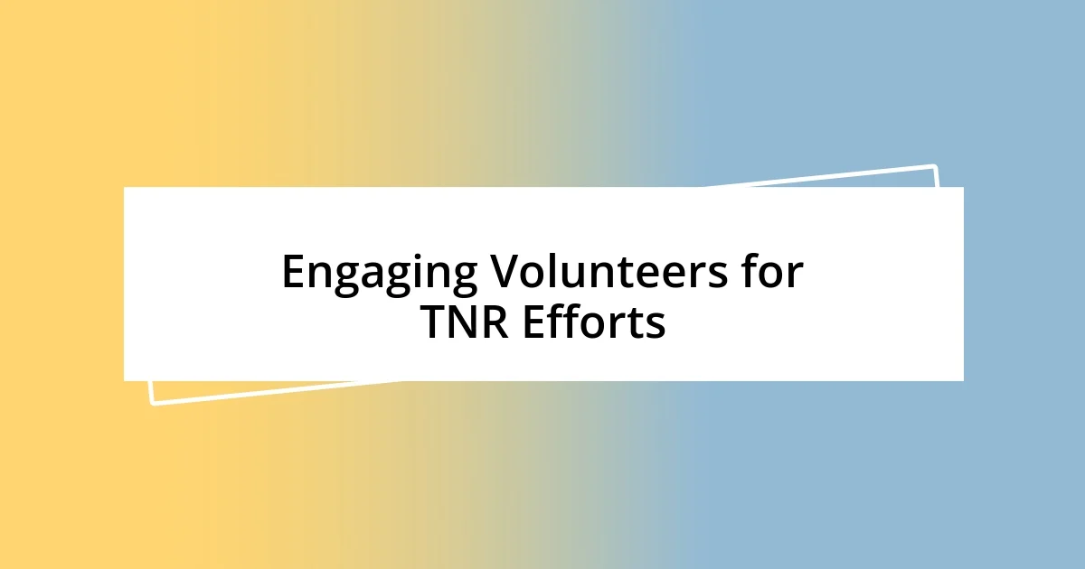 Engaging Volunteers for TNR Efforts