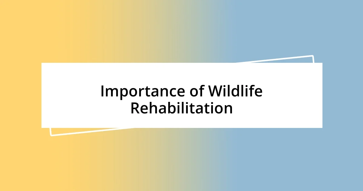 Importance of Wildlife Rehabilitation