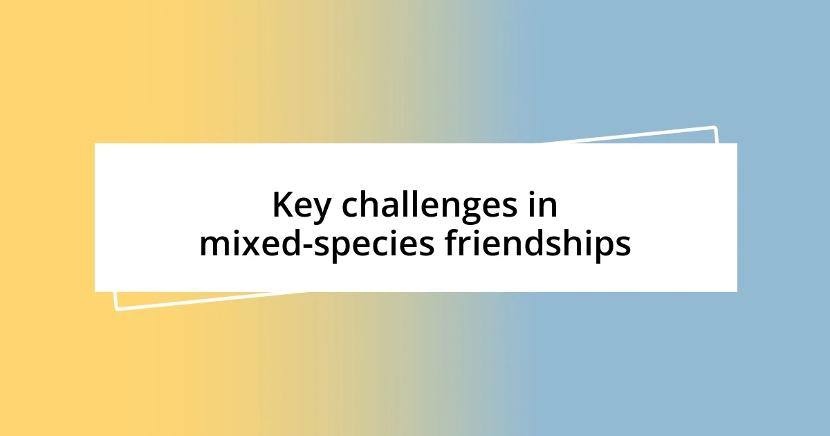 Key challenges in mixed-species friendships