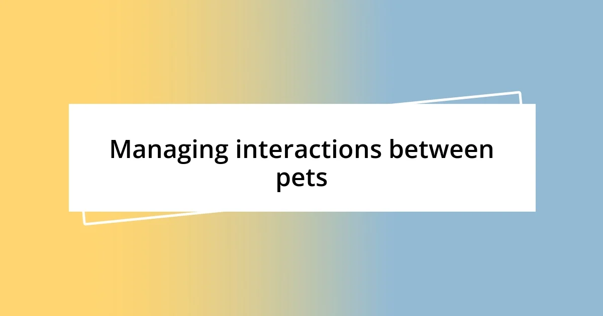 Managing interactions between pets