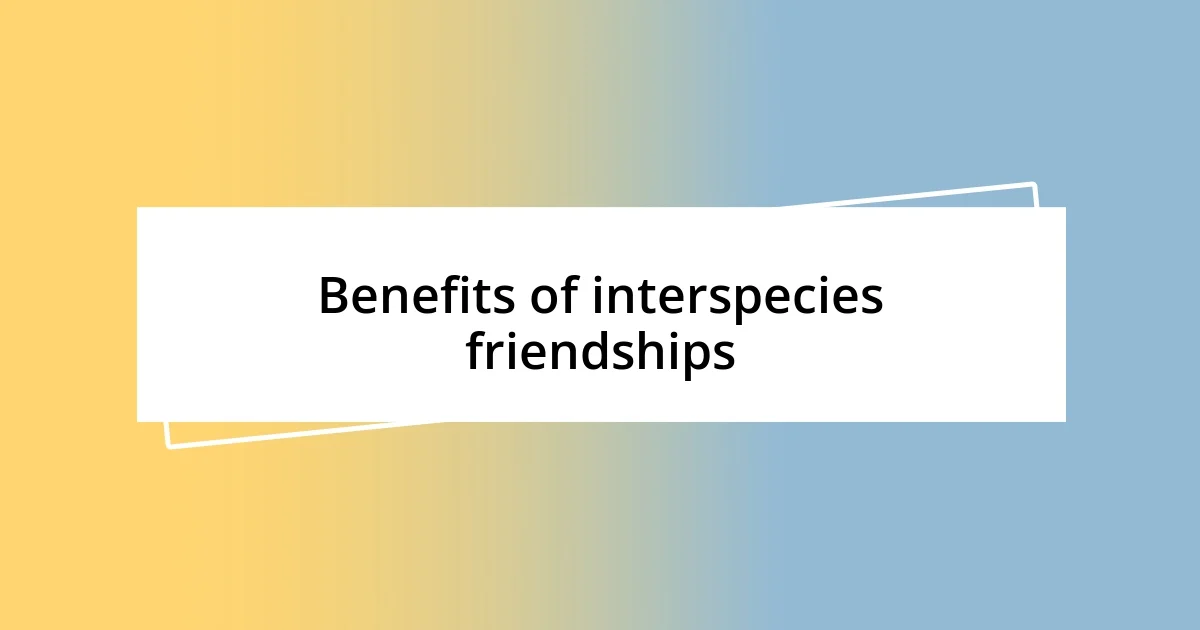 Benefits of interspecies friendships