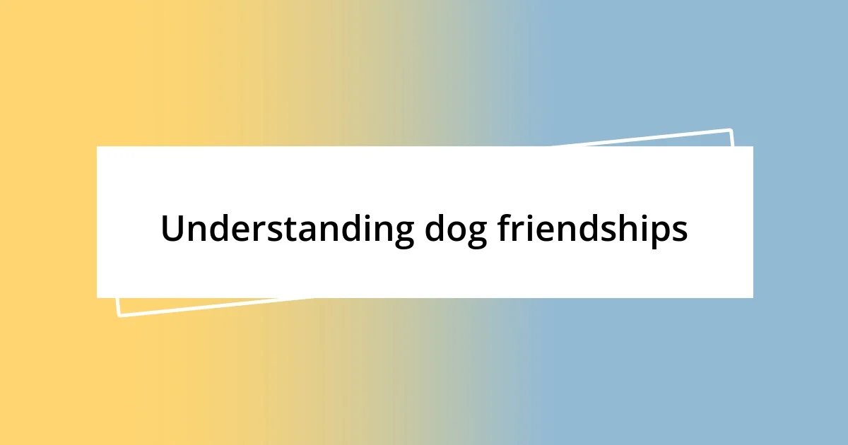 Understanding dog friendships